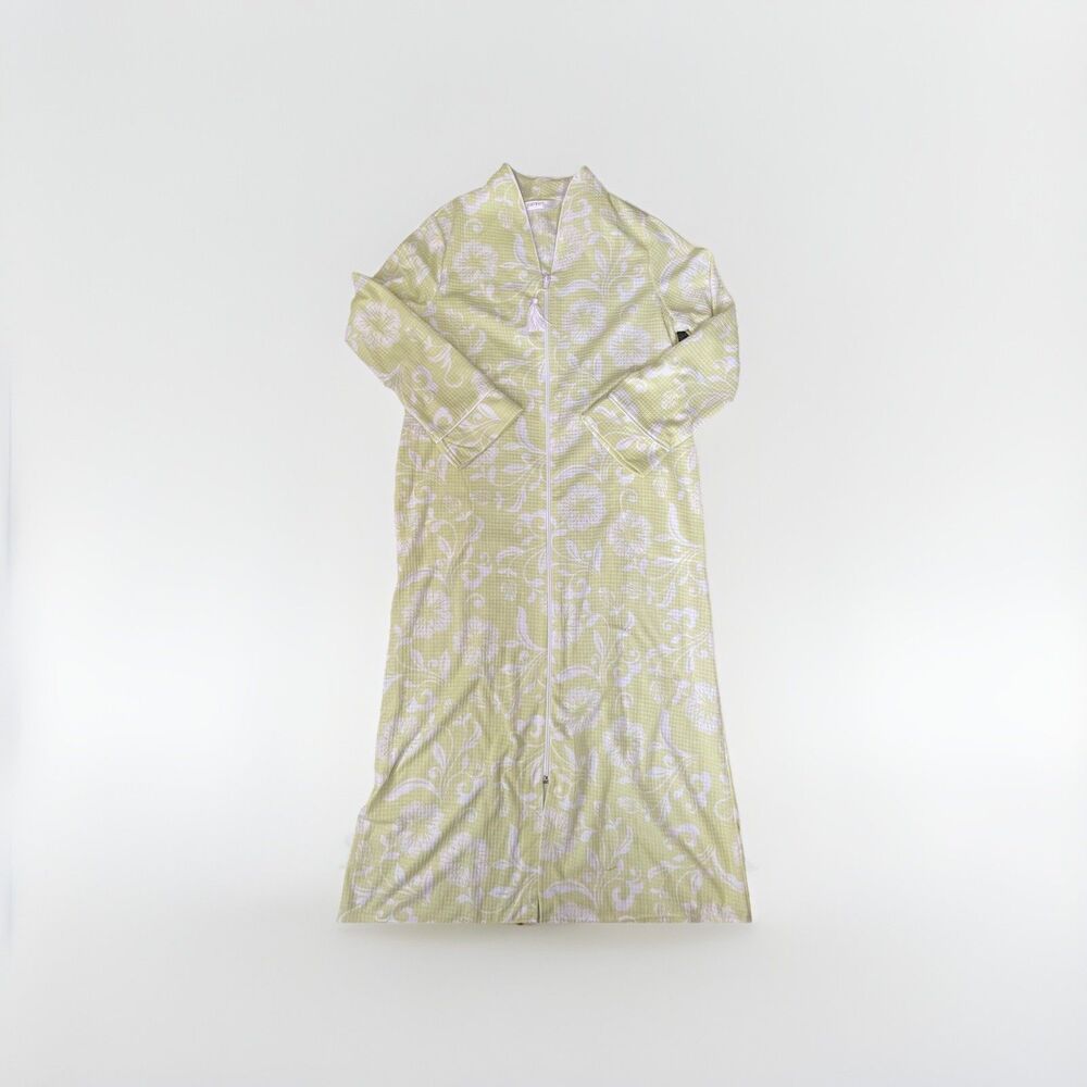 Jasmine Rose waffle Neon leaf zip front robe lounge House dress Woman’s Small